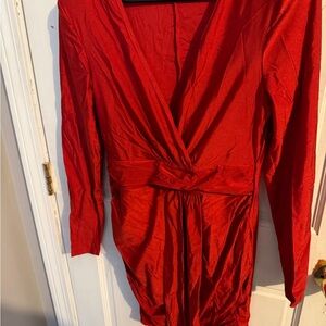 SHEIN Red Long Sleeve Dress